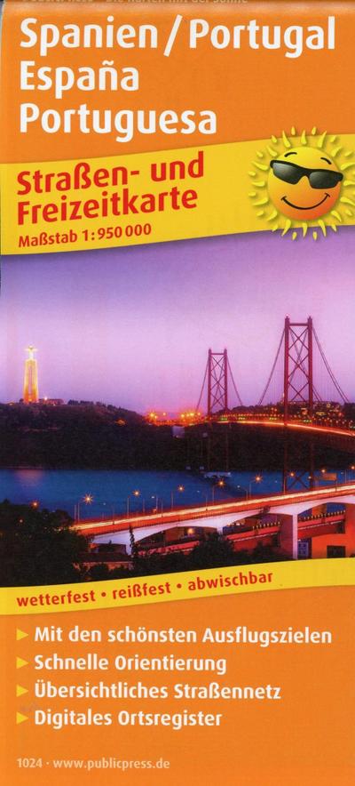 Publicpress Straßen- und Freizeitkarte Spanien / Portugal, España, Portuguesa 1:950.000