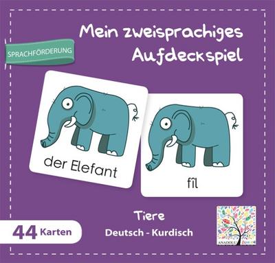 Mein zweisprachiges Aufdeckspiel, Tiere, Deutsch-Kurdisch (Kinderspiel)