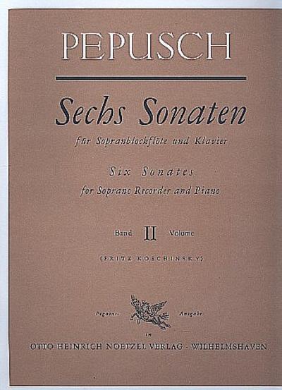 6 Sonaten Band 2 (Nr.4-6)für Sopranblockflöte und Klavier