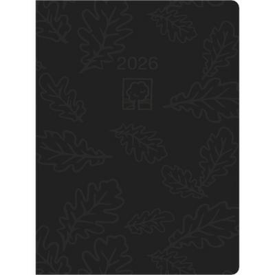 Taschenkalender anthrazit 2026 - Bürokalender 10,2x14,2 - 1 Tag auf 1 Seite - robuster Kartoneinband - Stundeneinteilung 7-19 Uhr - Blauer Engel - 610-0721