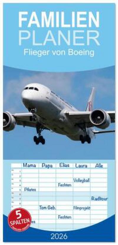 Familienplaner 2026 - Flieger von Boeing mit 5 Spalten (Wandkalender, 21 x 45 cm) CALVENDO