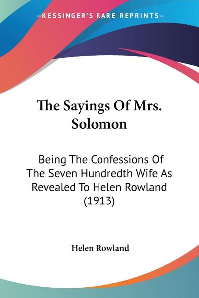 The Sayings Of Mrs. Solomon