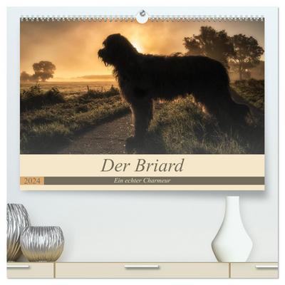 Der Briard 2024 - Ein echter Charmeur (hochwertiger Premium Wandkalender 2024 DIN A2 quer), Kunstdruck in Hochglanz