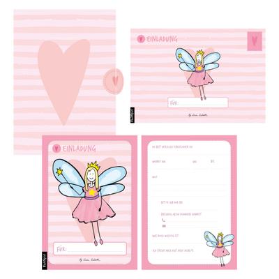 12 Einladungskarten Geburtstag Mädchen (Feen). Handgemachte Einladungskarten Kindergeburtstag incl. 12 liebevollen Hand designten Briefumschlägen. Verpackt in einer wundervollen hochwertigen Karton Box. By Lisa Wirth 