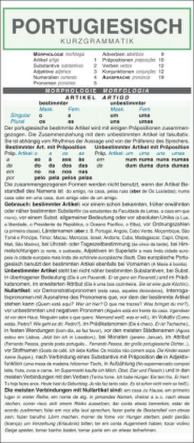 Leporello: Portugiesisch Kurzgrammatik - Die komplette Grammatik im Überblick