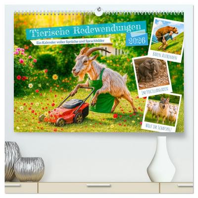 Tierische Redewendungen - Ein Kalender voller Sprüche und Sprachbilder (hochwertiger Premium Wandkalender 2026 DIN A2 quer), Kunstdruck in Hochglanz