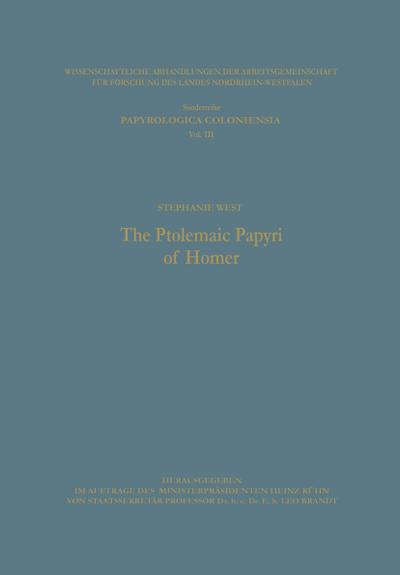 The Ptolemaic Papyri of Homer
