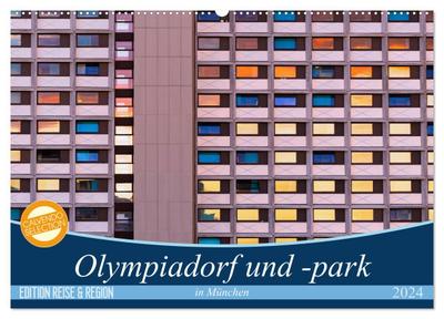 Olympiadorf und -park in München (Wandkalender 2024 DIN A2 quer), CALVENDO Monatskalender