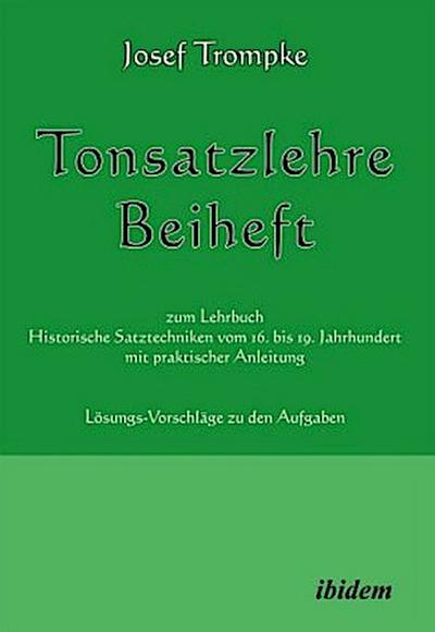 Tonsatzlehre Beiheft