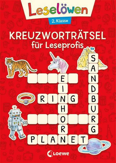 Leselöwen Kreuzworträtsel für Erstleser. 2. Klasse (Rot)