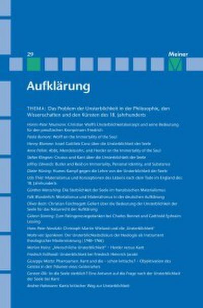 Das Problem der Unsterblichkeit in der Philosophie, den Wissenschaften und den Künsten des 18. Jahrhunderts