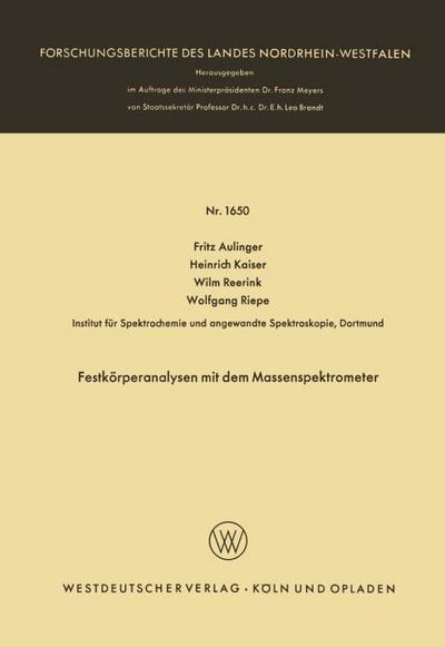 Festkörperanalysen mit dem Massenspektrometer