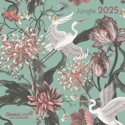 GreenLine - Jungle 2025 Broschürenkalender, 30x30cm, Wandkalender mit hochwertigem Papier, Platz für Notizen, internationale Feiertage und dekorativer Kordel
