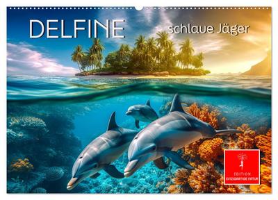 Delfine - schlaue Jäger (Wandkalender 2026 DIN A2 quer), CALVENDO Monatskalender