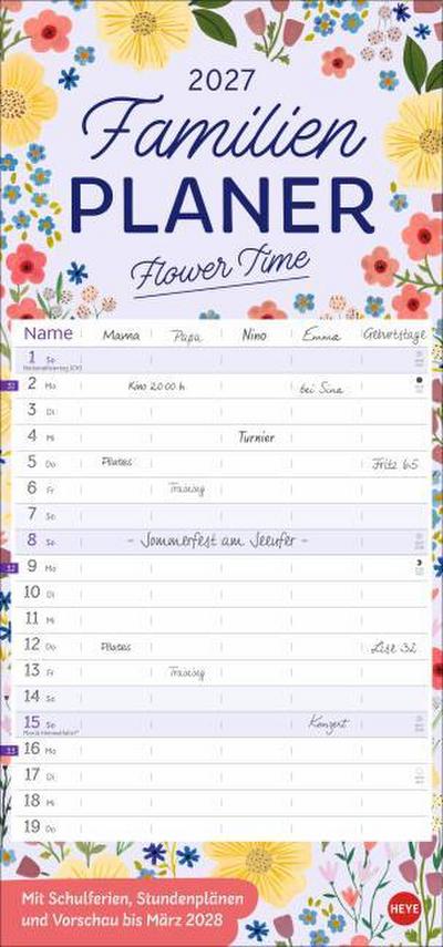 Deko-Familienplaner Flower Time 2027