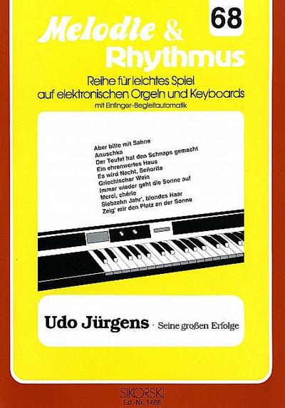 Udo Jürgens seine großen Erfolge:für E-Orgel / Keyboard