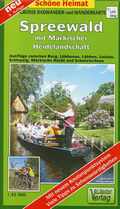 Große Radwander- und Wanderkarte Spreewald mit Märkischer Heidelandschaft