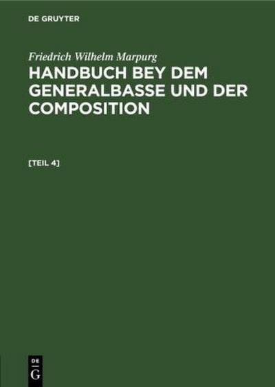 Anhang zum Handbuche bey dem Generalbasse und der Composition