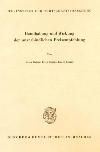 Handhabung und Wirkung der unverbindlichen Preisempfehlung.