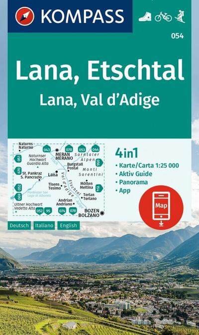 KOMPASS Wanderkarte 054 Lana, Etschtal / Lana, Val d´Adige 1:25.000 