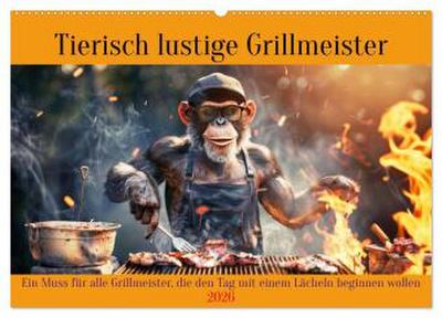 Tierisch lustige Grillmeister (Wandkalender 2026 DIN A2 quer), CALVENDO Monatskalender