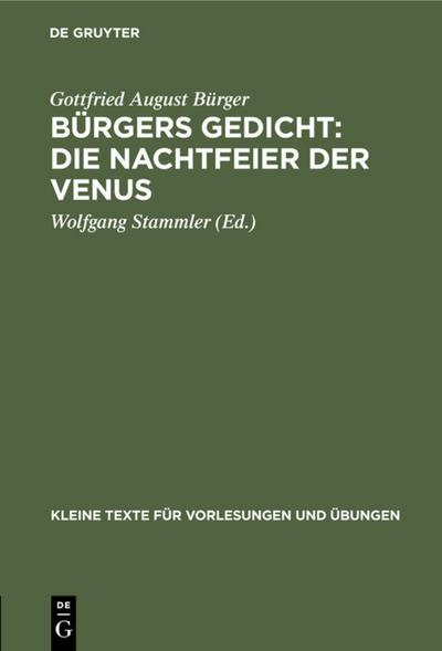 Bürgers Gedicht: Die Nachtfeier der Venus
