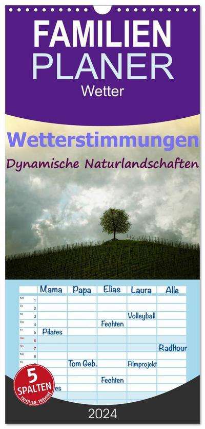 Familienplaner 2024 - Wetterstimmungen. Dynamische Naturlandschaften mit 5 Spalten (Wandkalender, 21 x 45 cm) CALVENDO