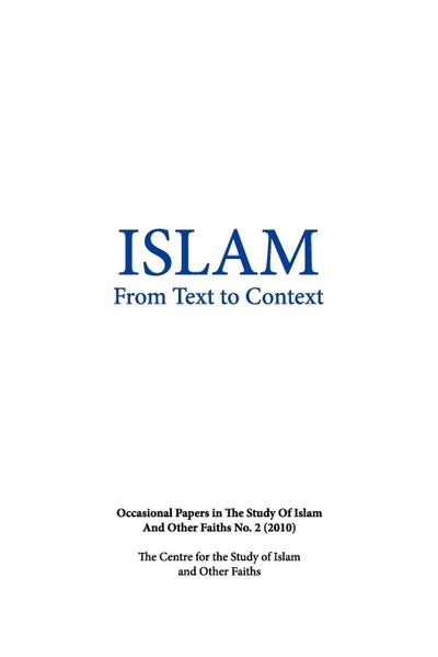 Islam from Text to Context