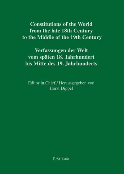 National Constitutions, Constitutions of the German States (Anhalt-Bernburg – Baden). Nationale Verfassungen, Verfassungen der deutschen Staaten (Anhalt-Bernburg - Baden)