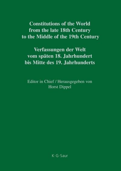 National Constitutions, Constitutions of the German States (Anhalt-Bernburg – Baden). Nationale Verfassungen, Verfassungen der deutschen Staaten (Anhalt-Bernburg - Baden)