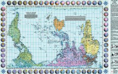 Poster Weltkarte Petersprojektion, Up-side down französisch (ca. 82,5 x 52,3 cm)