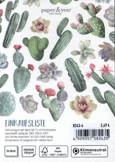 paper & you Block A6 Einkaufsliste, sortiert