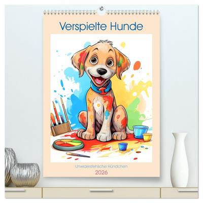 Verspielte Hunde (hochwertiger Premium Wandkalender 2026 DIN A2 hoch), Kunstdruck in Hochglanz