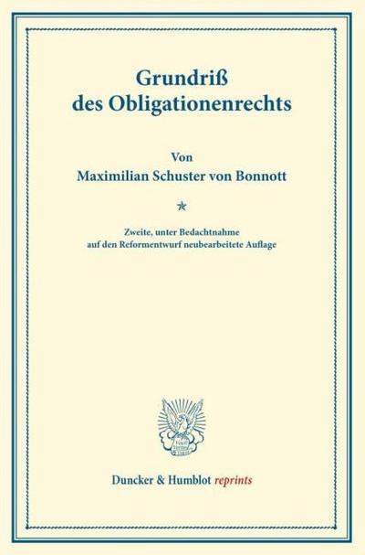Grundriß des Obligationenrechts.