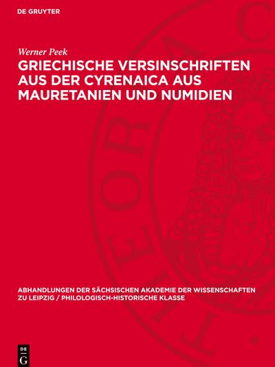 Griechische Versinschriften aus der Cyrenaica aus Mauretanien und Numidien