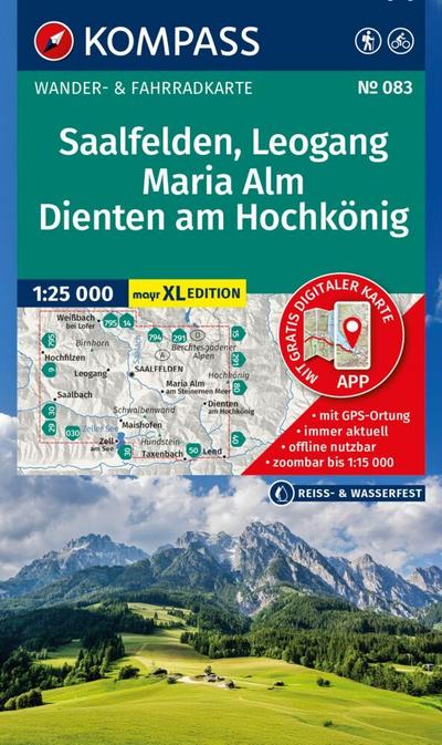 KOMPASS Wanderkarte 083 Saalfelden, Leogang, Maria Alm, Dienten am Hochkönig 1:25.000 