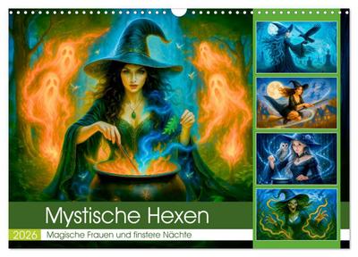 Mystische Hexen - Magische Frauen und finstere Nächte (Wandkalender 2026 DIN A3 quer), CALVENDO Monatskalender