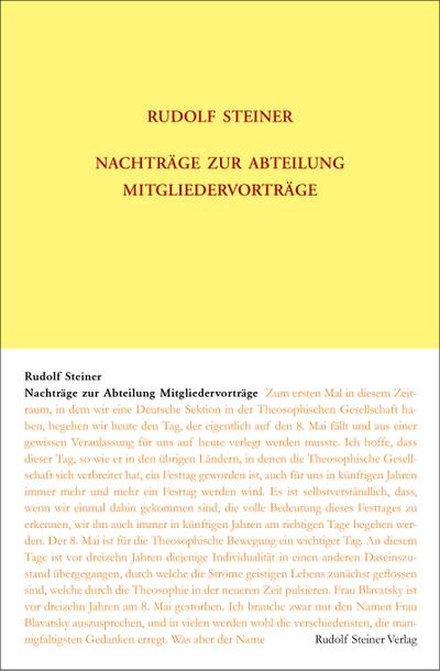 Nachträge zur Abteilung Mitgliedervorträge