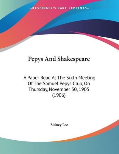 Pepys And Shakespeare
