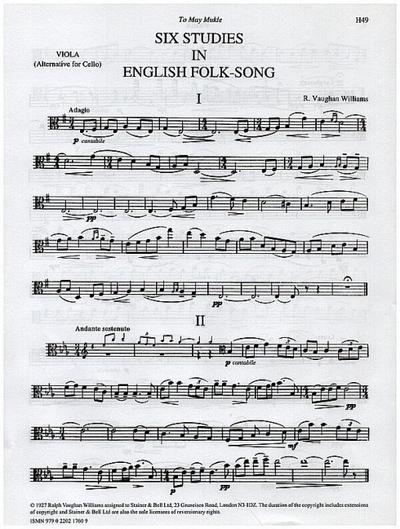 6 Studies in English Folk Songfor viola (alternative for cello)