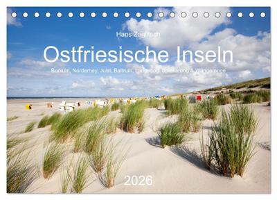 Ostfriesische Inseln - Borkum, Norderney, Juist, Baltrum, Langeoog, Spiekeroog, Wangerooge (Tischkalender 2026 DIN A5 quer), CALVENDO Monatskalender