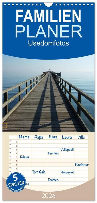 Familienplaner 2026 - Usedomfotos mit 5 Spalten (Wandkalender, 21 x 45 cm) CALVENDO