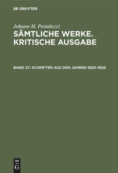 Schriften aus den Jahren 1820-1826