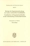 Beiträge der Organisationsforschung zur Analyse in