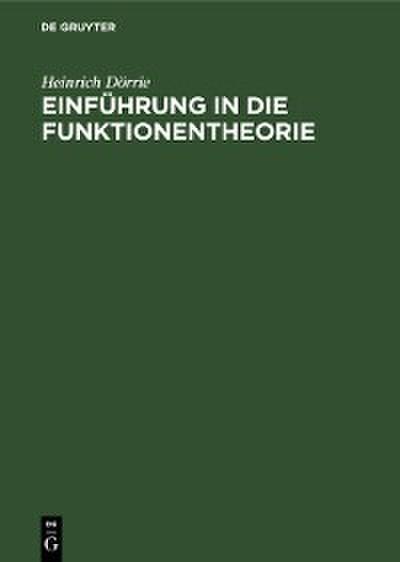 Einführung in die Funktionentheorie