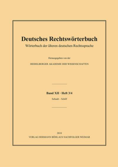 Deutsches Rechtswörterbuch Deutsches Rechtswörterbuch; .