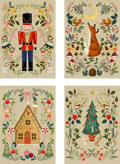 A5-Graspapier-Adventskalender - Weihnachtszauber