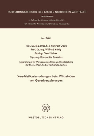 Verschleißuntersuchungen beim Wälzstoßen von Geradverzahnungen