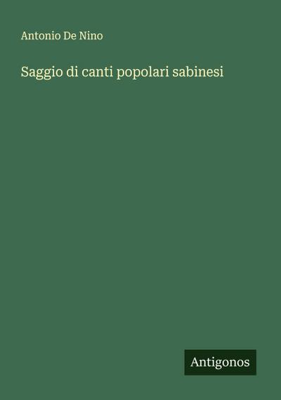 Saggio di canti popolari sabinesi
