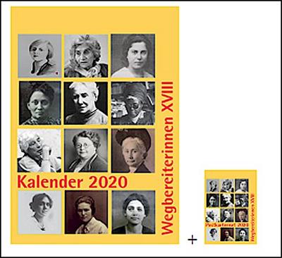 Kombi aus "Kalender 2020 Wegbereiterinnen XVIII" (ISBN 9783945959381) und "Postkartenset Wegbereiterinnen XVIII" (ISBN 9783945959398)